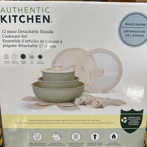 12-Piece Detachable Handle Cookware Set - Cream